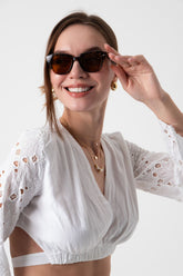 Sundown Club Leopar Geometrik Kadın Güneş Gözlüğü Apso001801--50 Ekartman