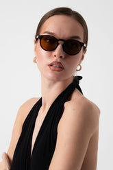 Golden Hour Kahverengi Unisex Yuvarlak Güneş Gözlüğü Apsı002406