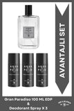 Gran Paradiso EDP Erkek Parfüm 100ml ve Deodorant 150ml 3 Adet | Narenciye, Odunsu | Deniz Notaları