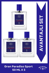 Gran Paradiso Sport EDP Erkek Parfüm Seti 50 ml 3 Adet | Narenciye, Odunsu | Deniz Notaları