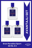 Gran Paradiso Sport EDP Erkek Parfüm Seti 50 ml 3 Adet | Narenciye, Odunsu | Deniz Notaları