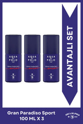 Gran Paradiso Sport EDP Erkek Parfüm Seti 100 ml 3 Adet | Narenciye, Odunsu | Deniz Notaları