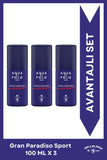 Gran Paradiso Sport EDP Erkek Parfüm Seti 100 ml 3 Adet | Narenciye, Odunsu | Deniz Notaları