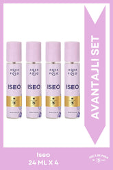 Iseo EDP 24 ml Çanta Boy Kadın Parfümü 4 Adet | Meyveli, Çiçeksi | Nar, Lotus, Manolya, Amber, Misk