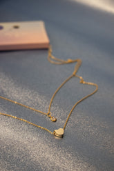 Kadın Altın Ikili Kalpli Ve Taşlı Kolye Wtjg003601