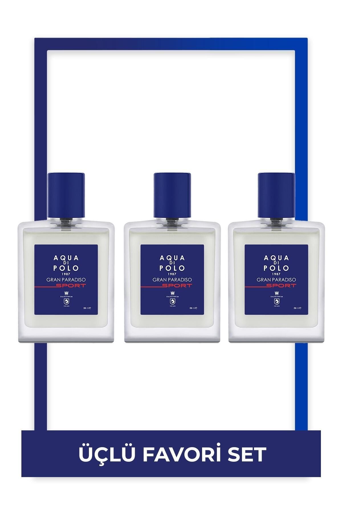 Aqua di Polo 1987 Gran Paradiso Sport EDP 50 ml üçlü Erkek Parfüm Seti STCC021160