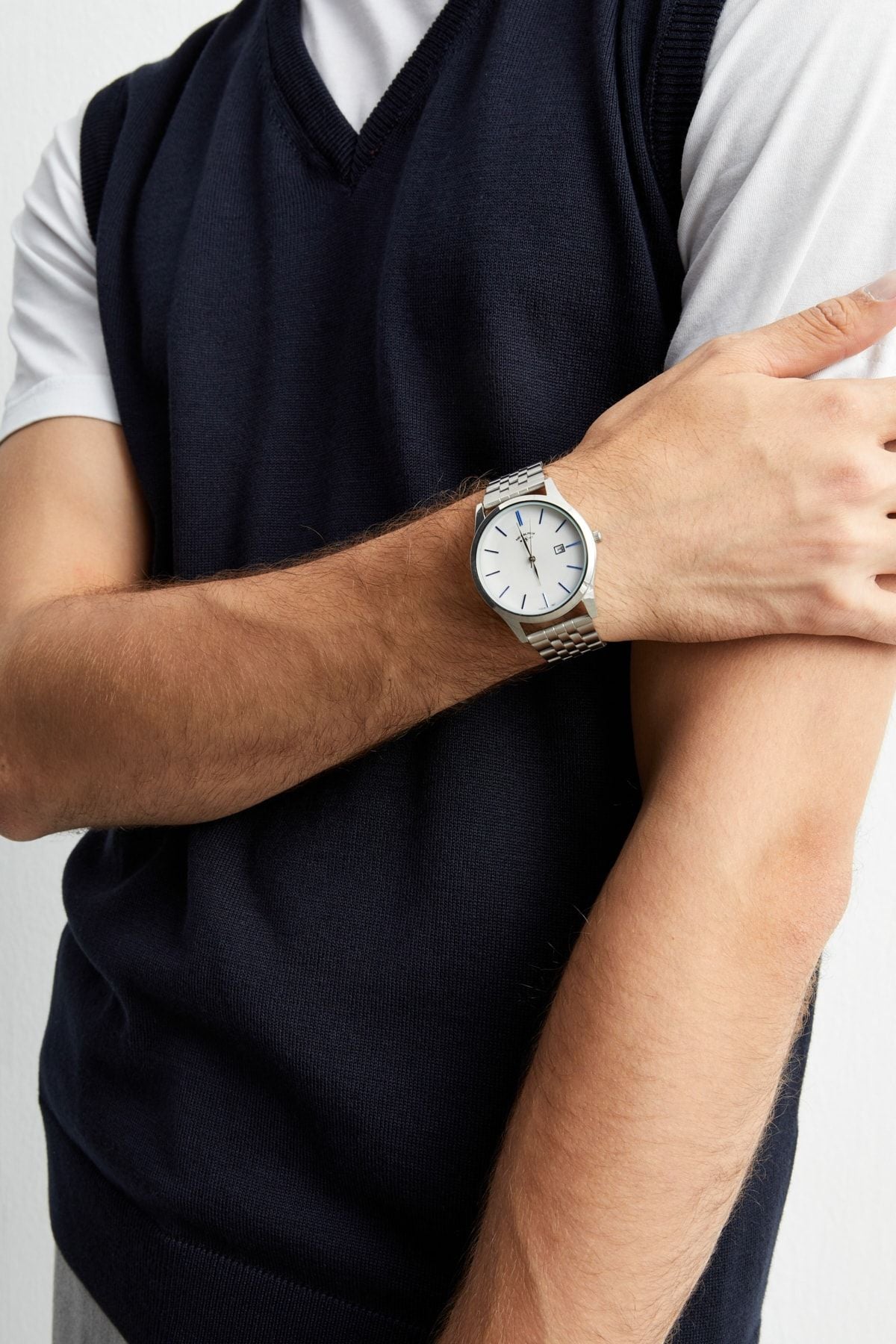 Aqua di Polo Men's Silver Metal Strap Analog Wristwatch