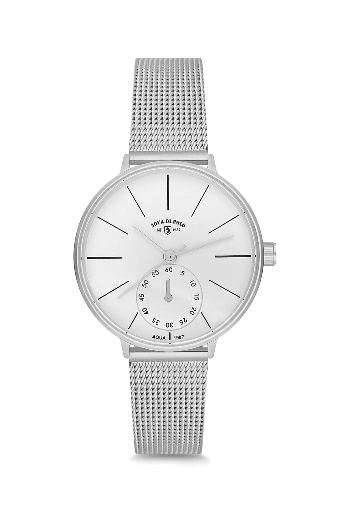 Aqua di Polo Women's Silver Mesh Strap Analog Wristwatch