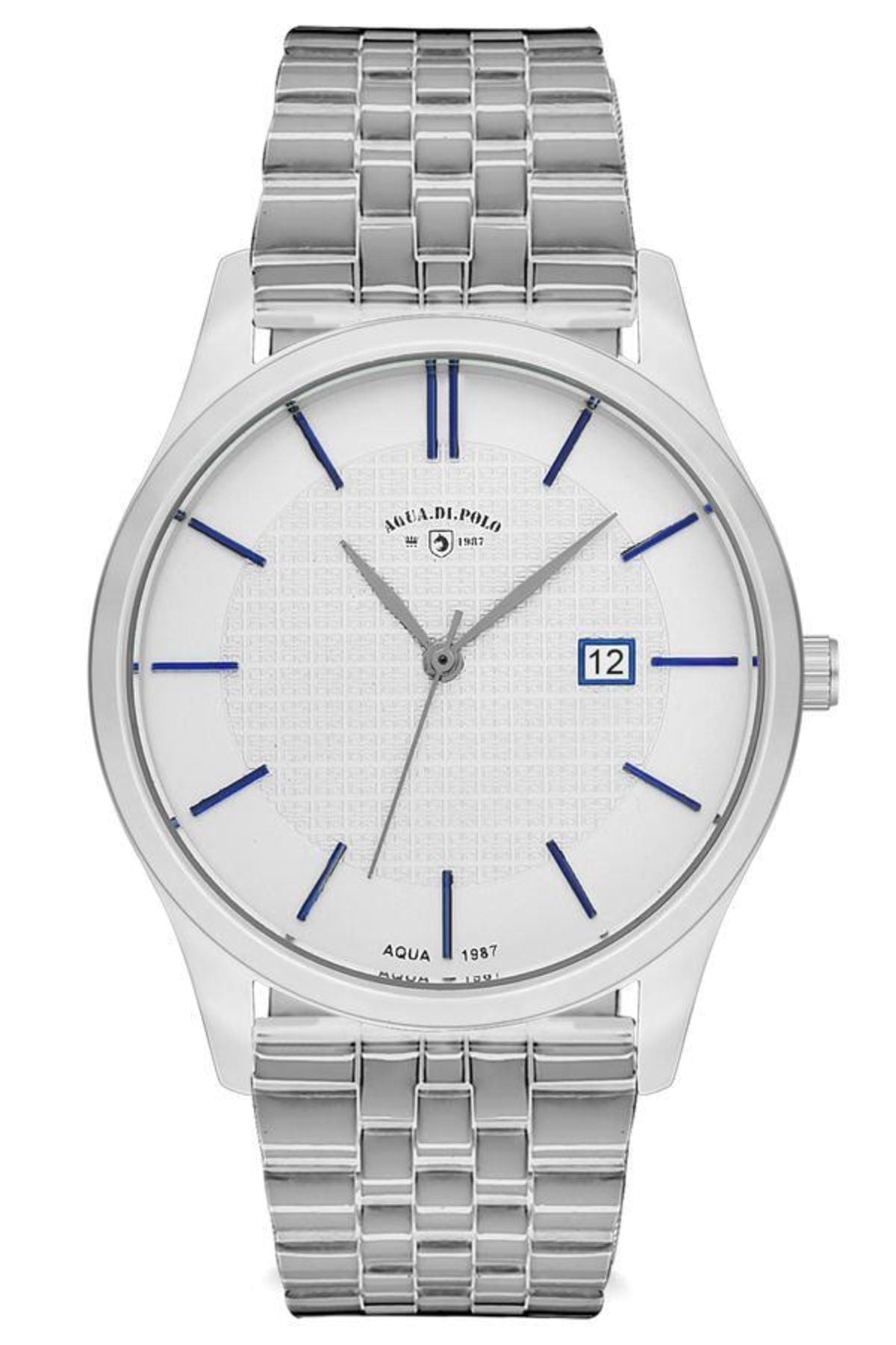 Aqua di Polo Men's Silver Metal Strap Analog Wristwatch