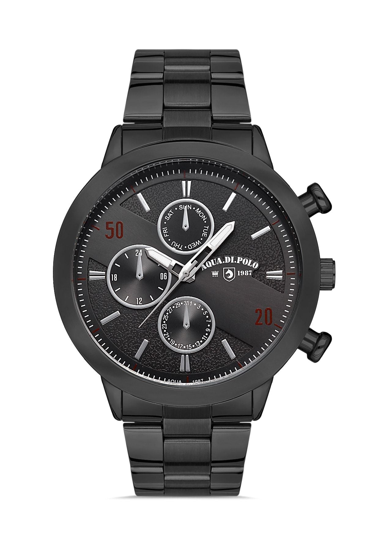 Aqua di Polo Men's Black Metal Strap Analog Wristwatch