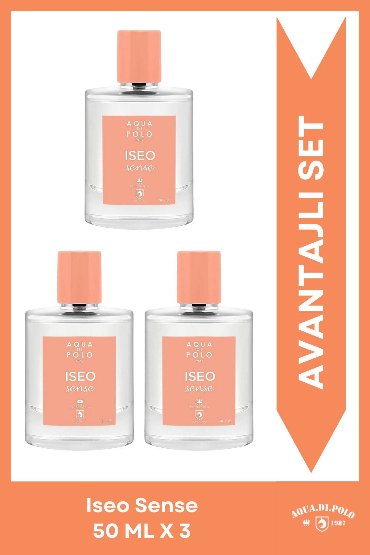Iseo Sense EDP Kadın Parfüm Seti 50ml 3 Adet | Meyveli, Çiçeksi | Nar, Manolya, Şakayık, Amber, Misk