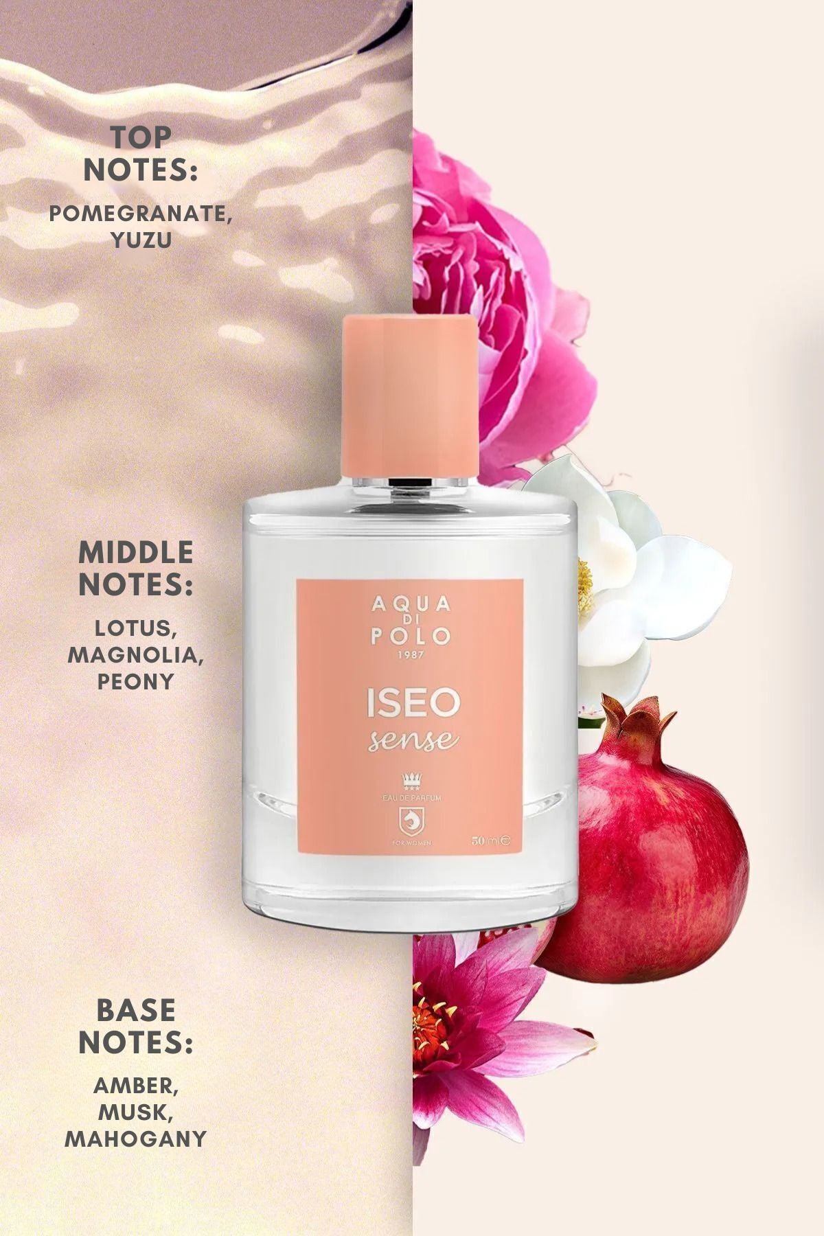 Iseo Sense EDP Kadın Parfüm Seti 50ml 3 Adet | Meyveli, Çiçeksi | Nar, Manolya, Şakayık, Amber, Misk
