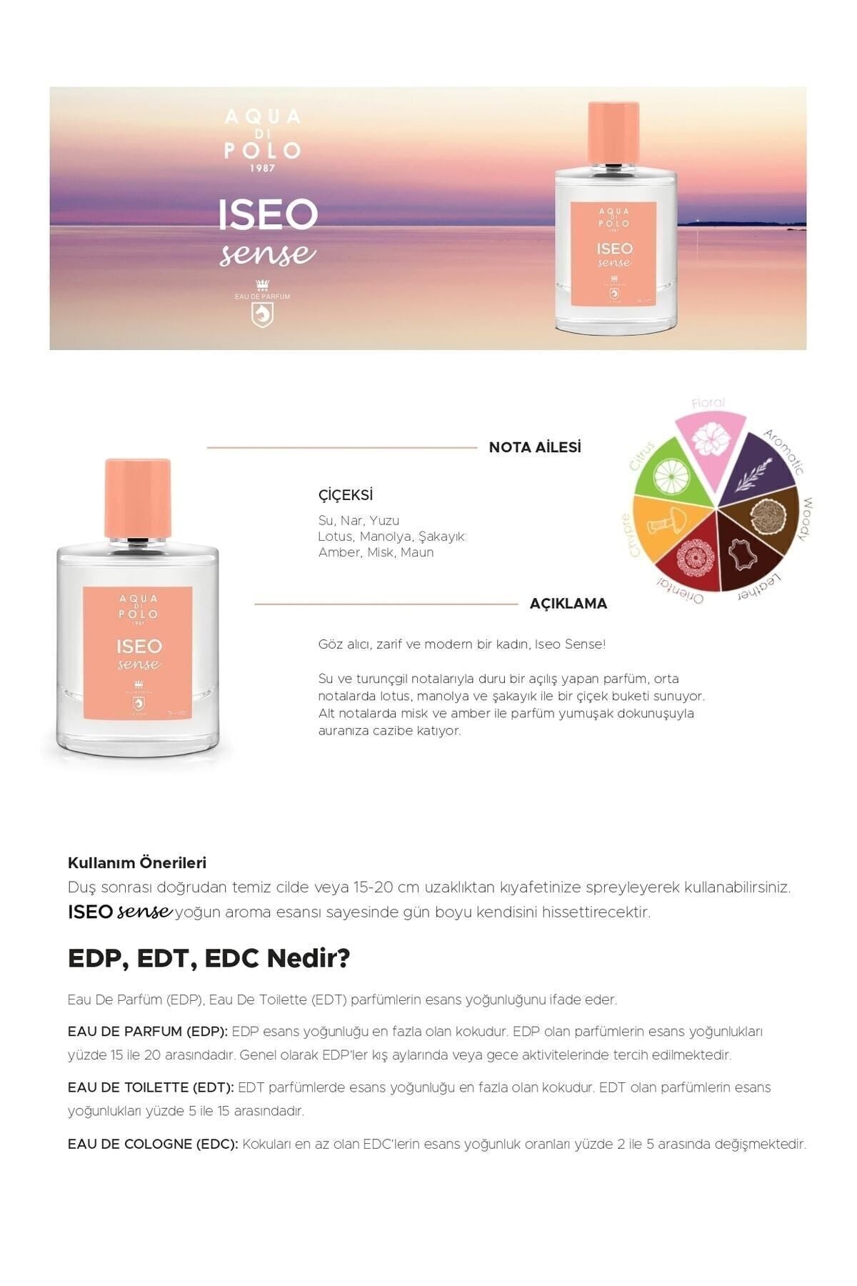 Iseo Sense EDP Kadın Parfüm Seti 50ml 3 Adet | Meyveli, Çiçeksi | Nar, Manolya, Şakayık, Amber, Misk