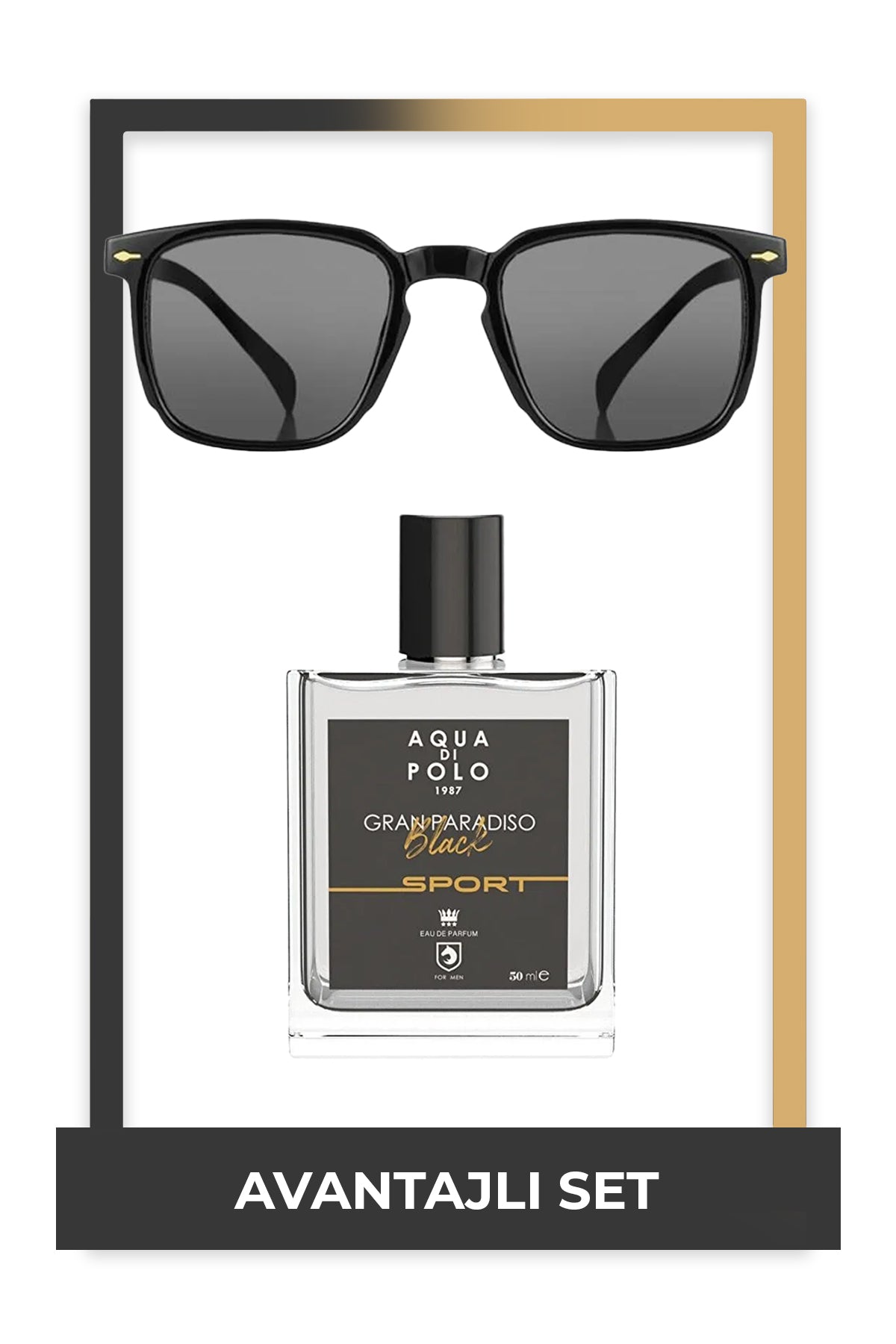 Aqua di Polo 1987 Gran Paradiso Black Sport EDP 50 ml Men's Perfume &amp; Black Glasses Set