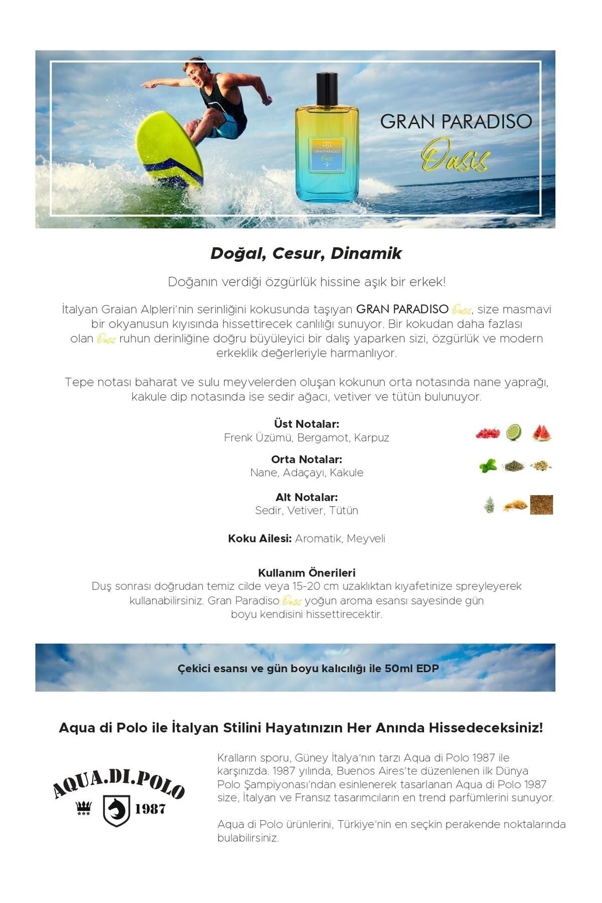 Aqua di Polo Gran Paradiso Oasis 50 Ml EDP Men's Perfume