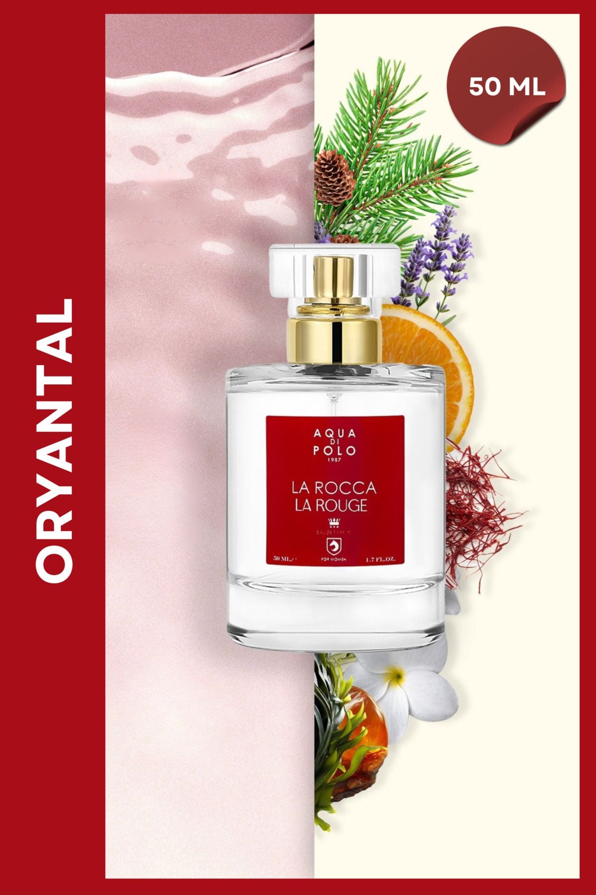 La Rocca La Rouge EDP Kadın Parfüm 50ml | Oryantal | Portakal, Lavanta, Yasemin, Amber, Yosun