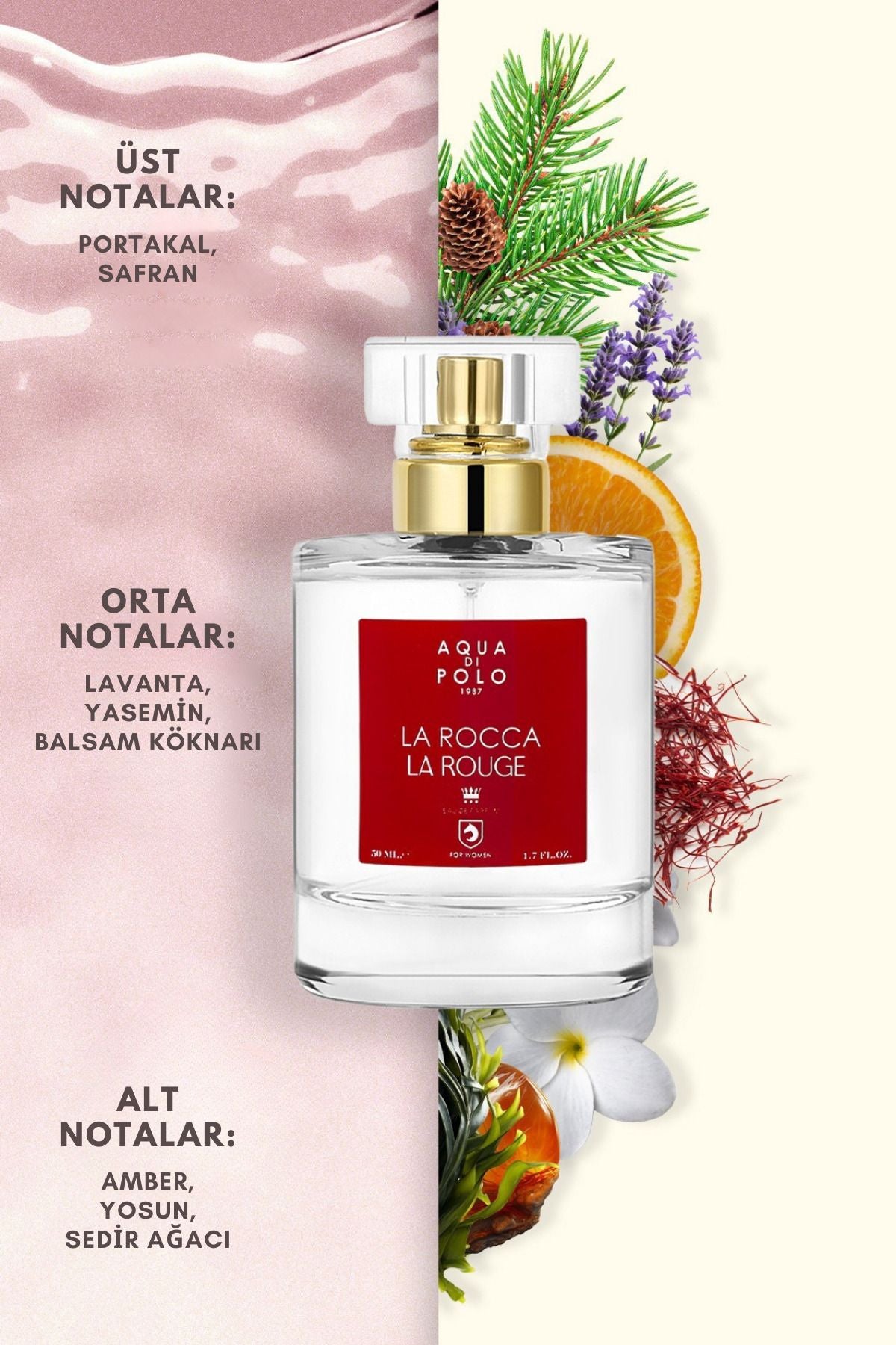 La Rocca La Rouge EDP Kadın Parfüm 50ml | Oryantal | Portakal, Lavanta, Yasemin, Amber, Yosun