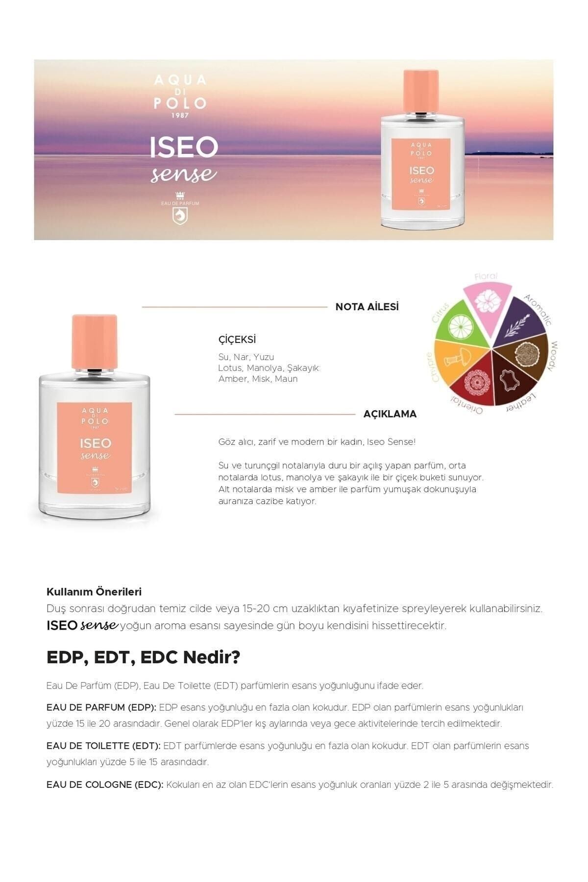 Iseo Sense EDP Kadın Parfüm 50 ml | Meyveli, Çiçeksi | Nar, Manolya, Şakayık, Amber, Misk
