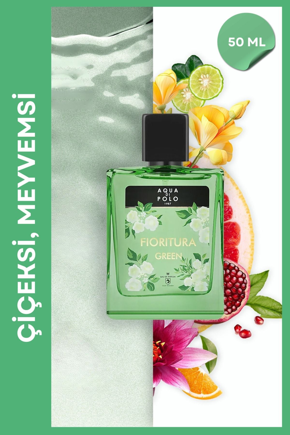 Fioritura Green Edp Kadın Parfüm 50ml | Meyveli, Çiçeksi | Portakal, Bergamot, Lotus, Ananas, Sand