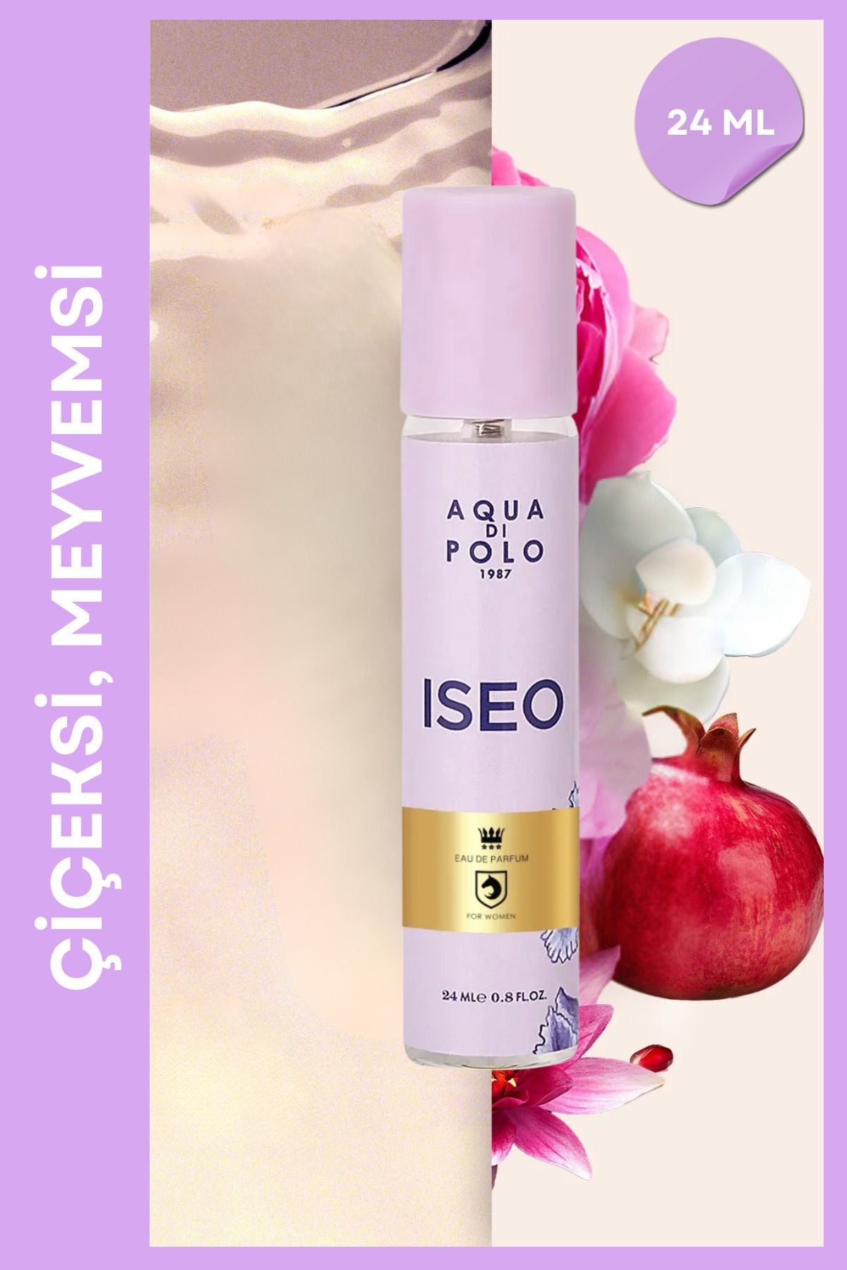 Iseo EDP 24 ml Çanta Boy Kadın Parfümü | Meyveli, Çiçeksi | Nar, Lotus, Manolya, Amber, Misk