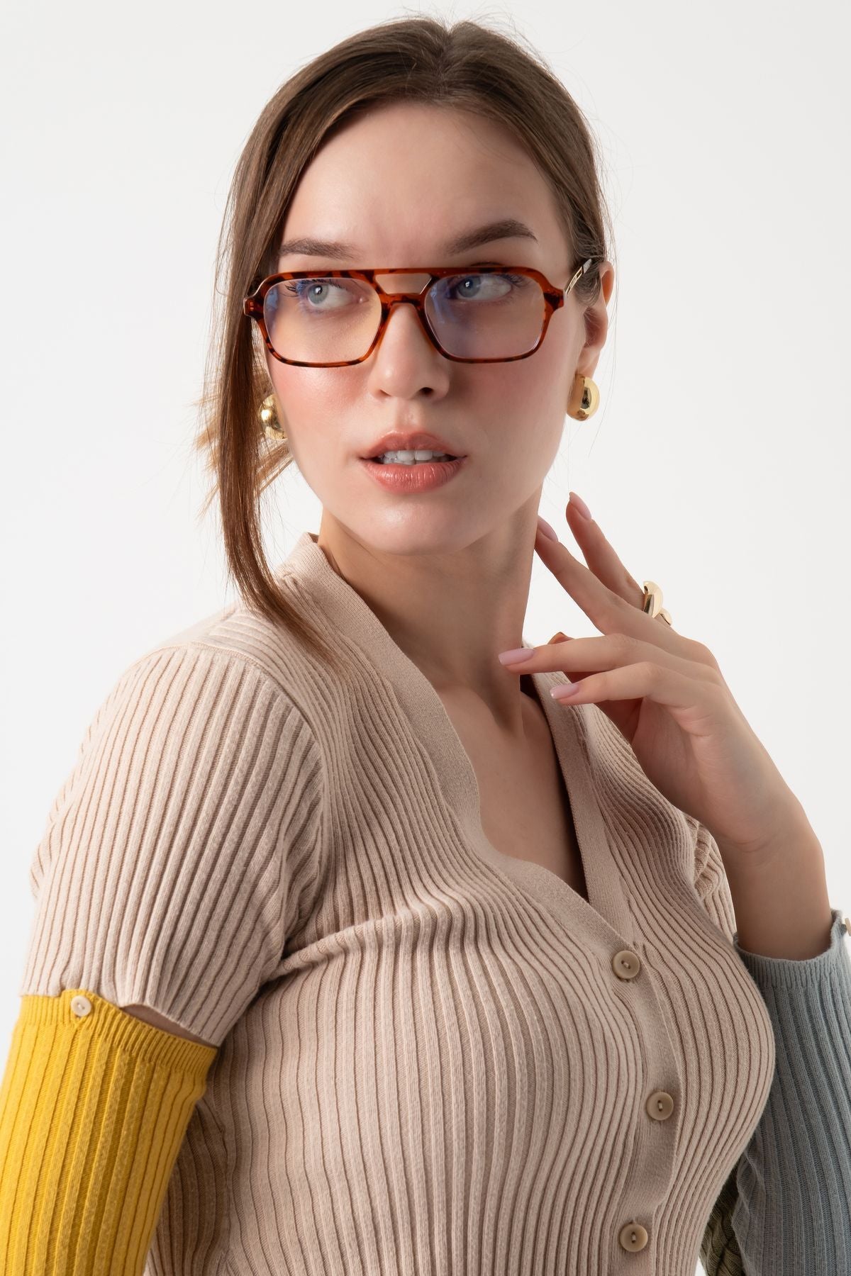 Nostalgia Kahverengi Unisex Kare Mavi Işık Koruyucu Gözlük Apss074703