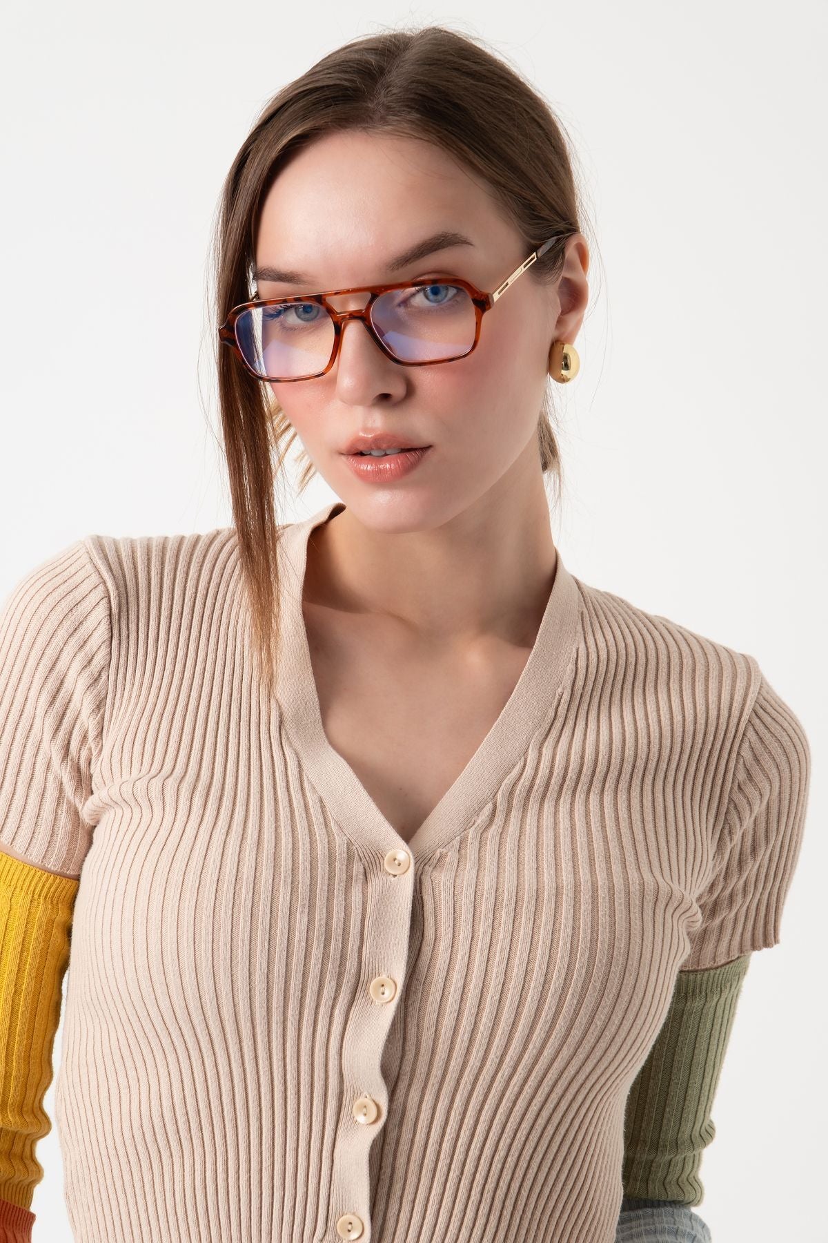 Nostalgia Kahverengi Unisex Kare Mavi Işık Koruyucu Gözlük Apss074703