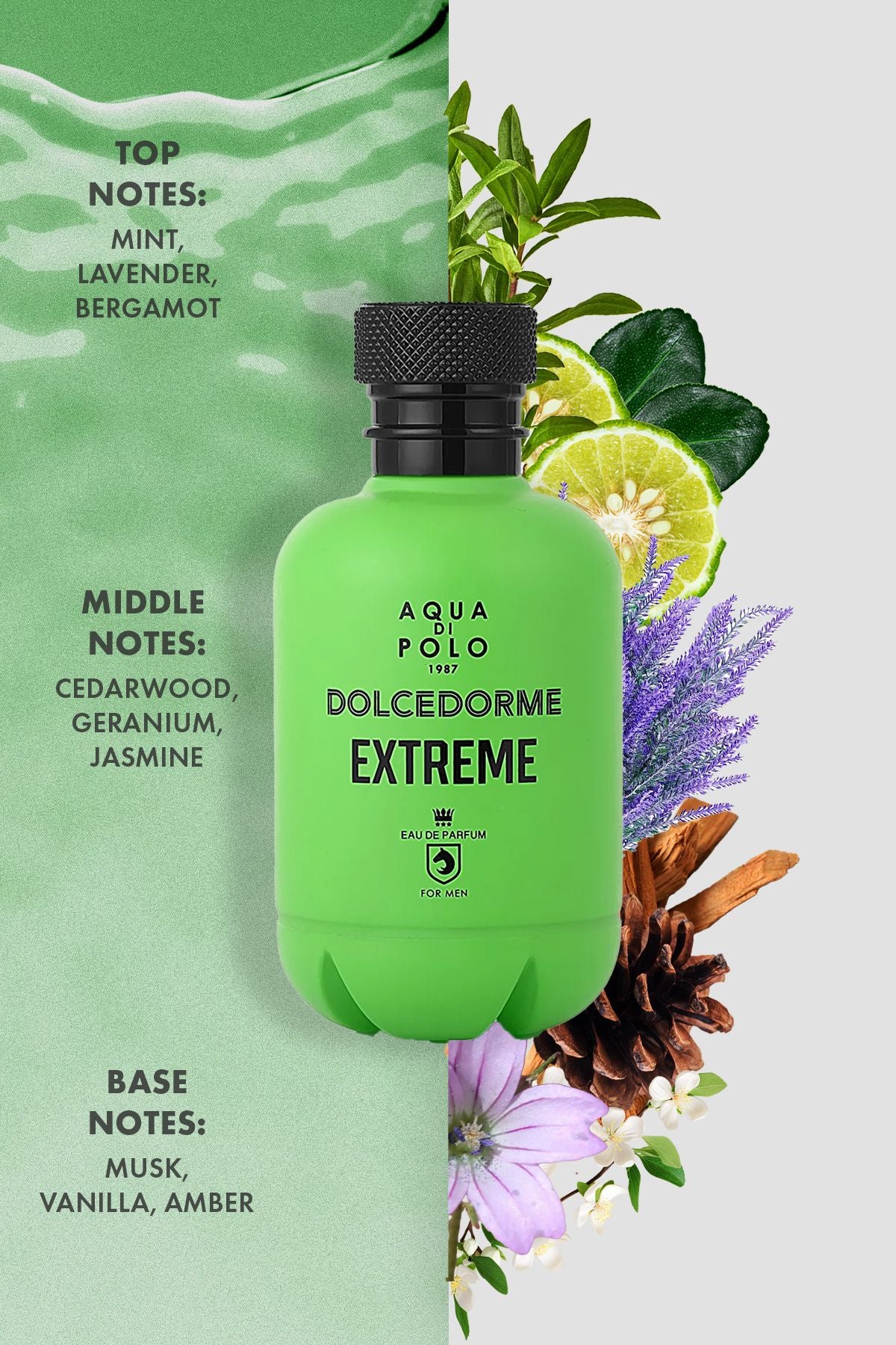 Dolcedorme Extreme EDP Erkek Parfüm 90 ml | Odunsu, Aromatik | Nane, Bergamot, Sedir, Amber, Vanilya