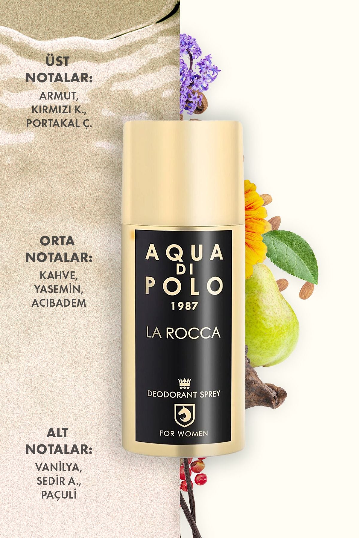 La Rocca Parfümlü Kadın Deodorant 150 ml | Çiçeksi, Oryantal | Alüminyum İçermez