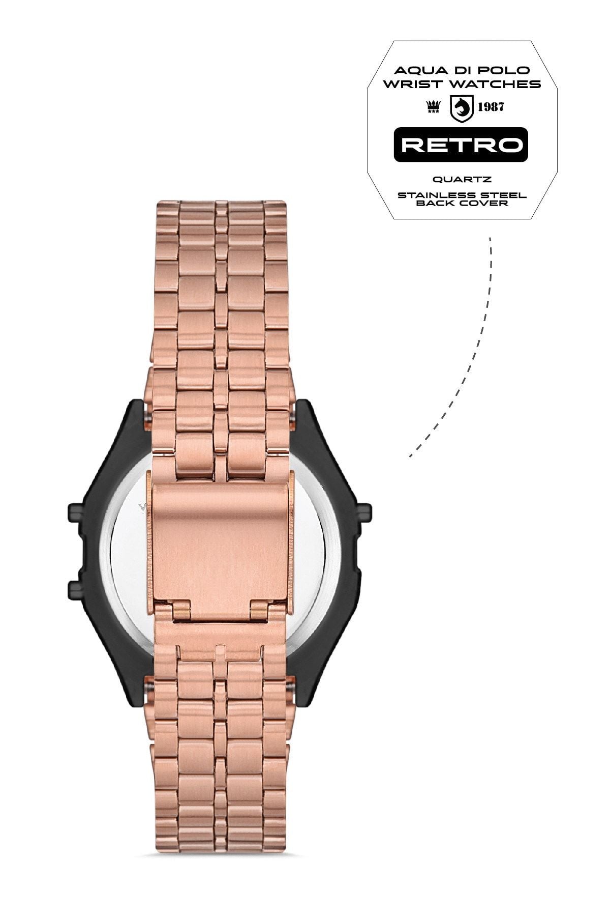 Aqua di Polo 1987 Rose Gold Metal Retro Skull Unisex Wristwatch APWA065700