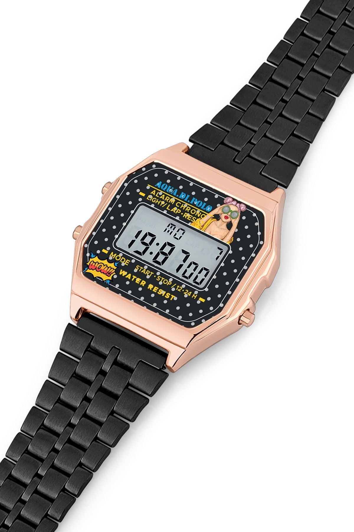 Aqua di Polo 1987 Black Metal Retro Pop Unisex Wristwatch APWA065708