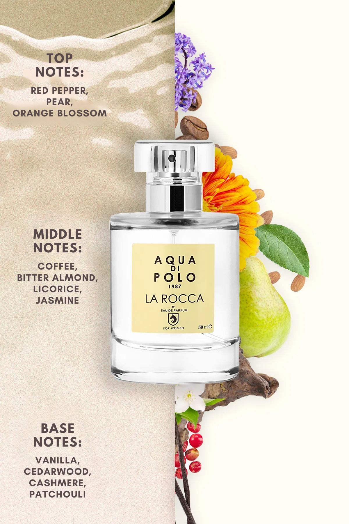 La Rocca EDP Kadın Parfüm 50ml | Çiçeksi,Oryantal | Portakal Çiçeği, Kahve, Yasemin, Vanilya, Paçuli
