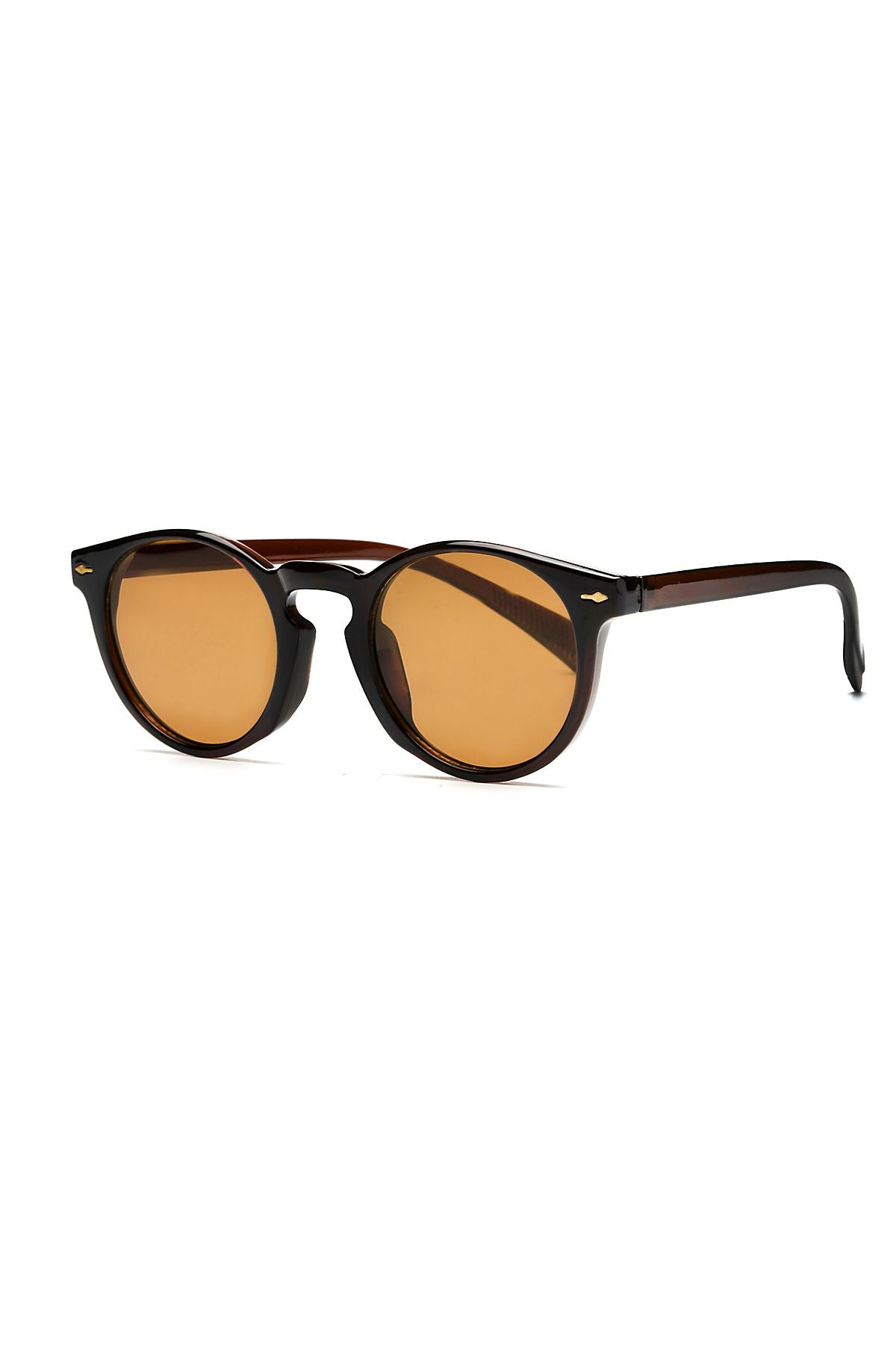 Golden Hour Kahverengi Unisex Yuvarlak Güneş Gözlüğü Apsı002406