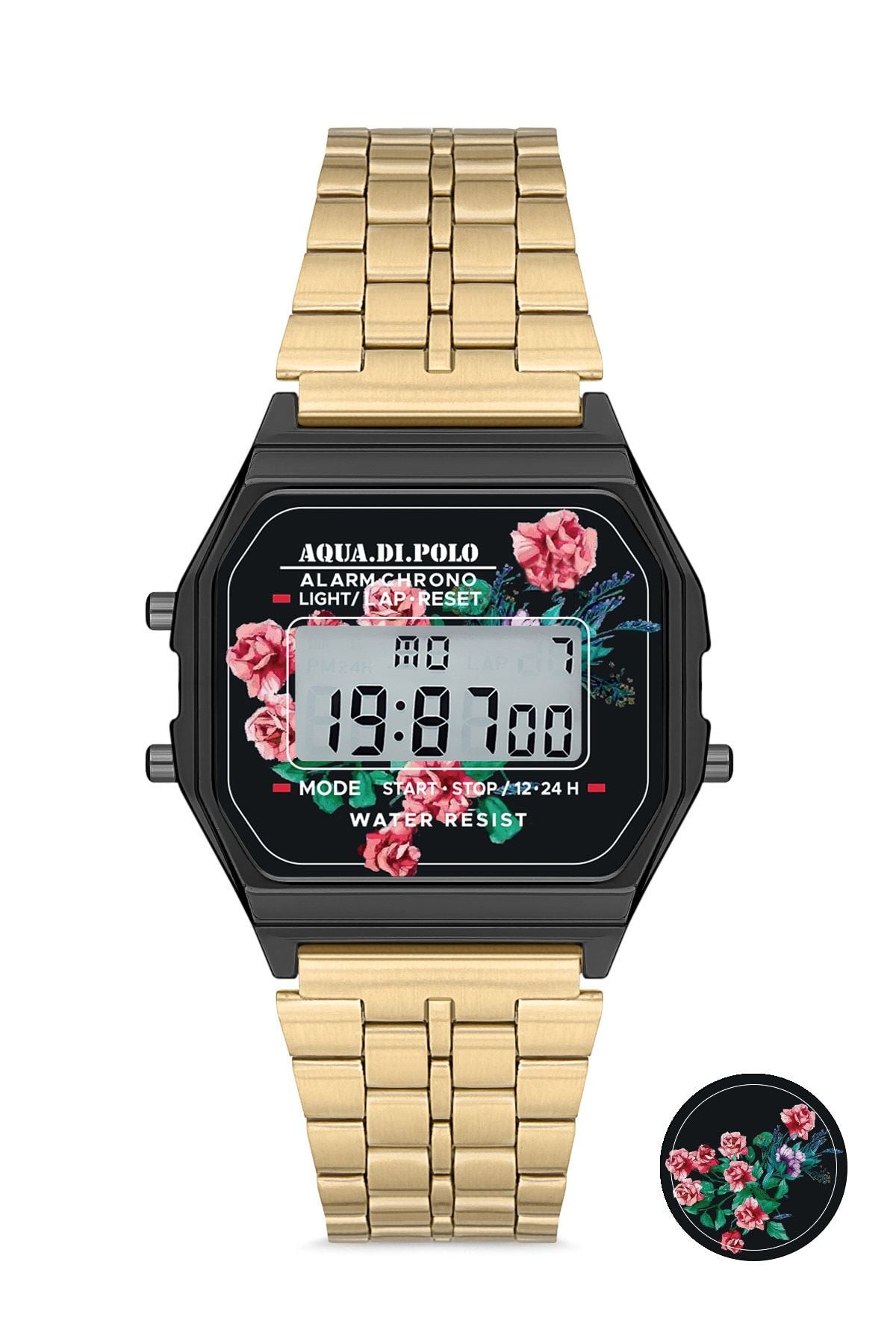 Aqua di Polo 1987 Gold Metal Floral Retro Women's Wristwatch APWA034004