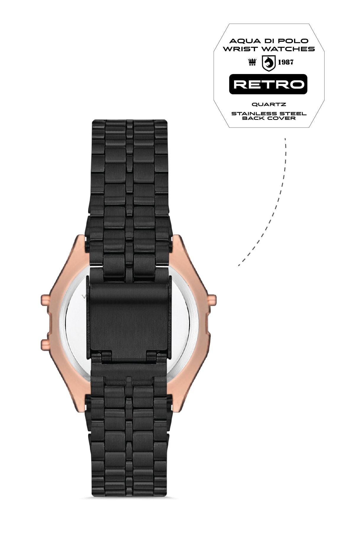 Aqua di Polo 1987 Black Metal Retro Series Unisex Wristwatch APWA063802