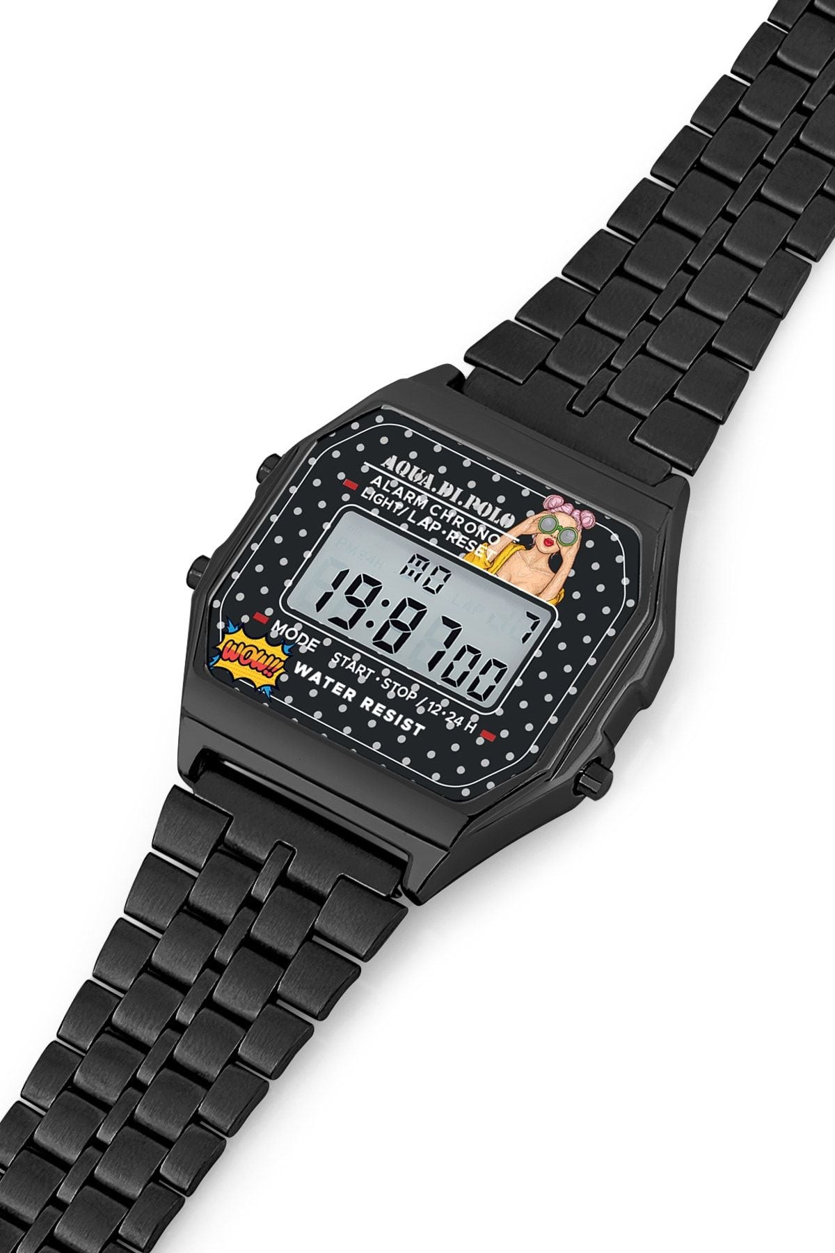 Aqua di Polo 1987 Black Metal Retro Pop Unisex Wristwatch APWA064500