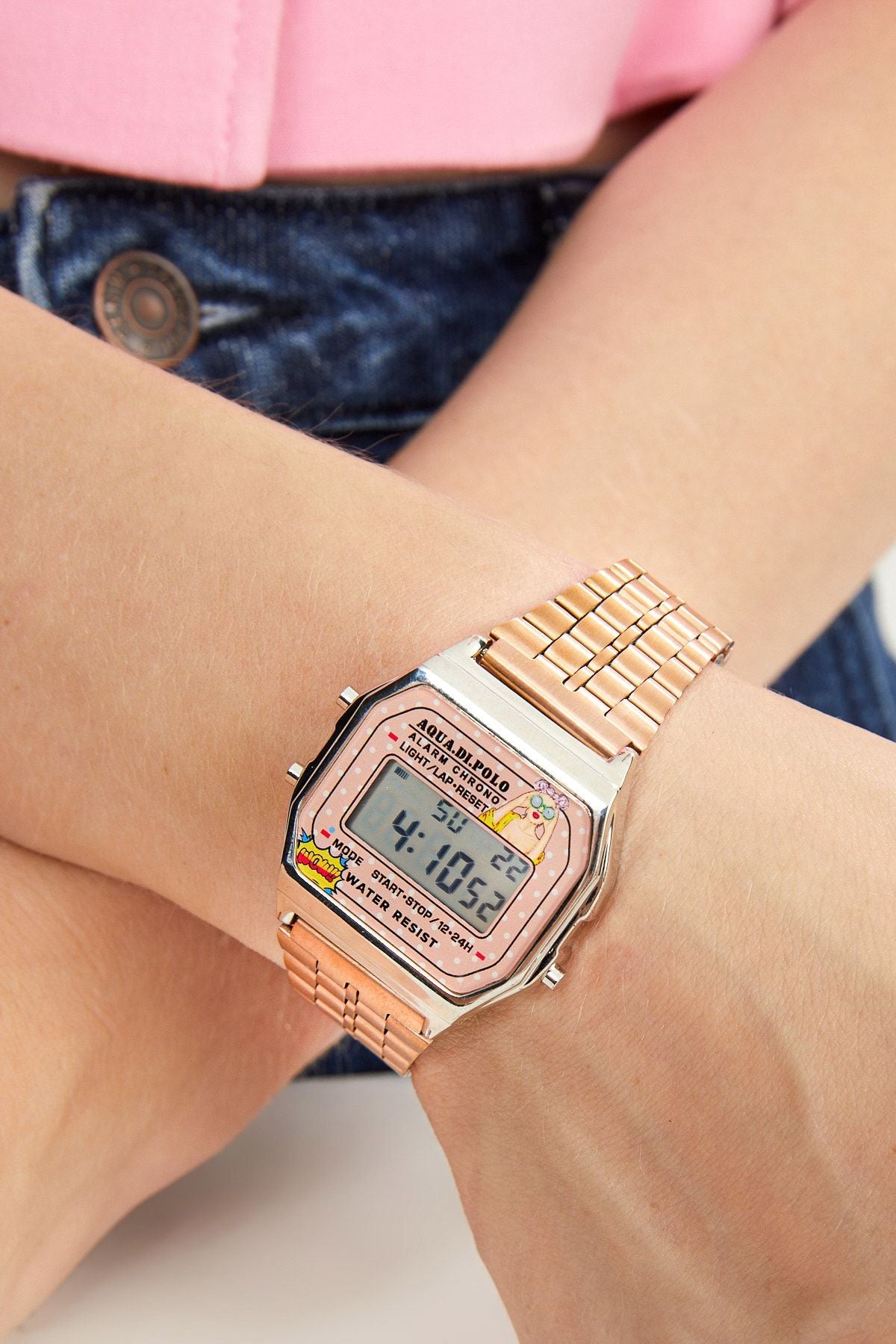 Aqua di Polo 1987 Rose Gold Metal Retro Pop Unisex Wristwatch APWA064502