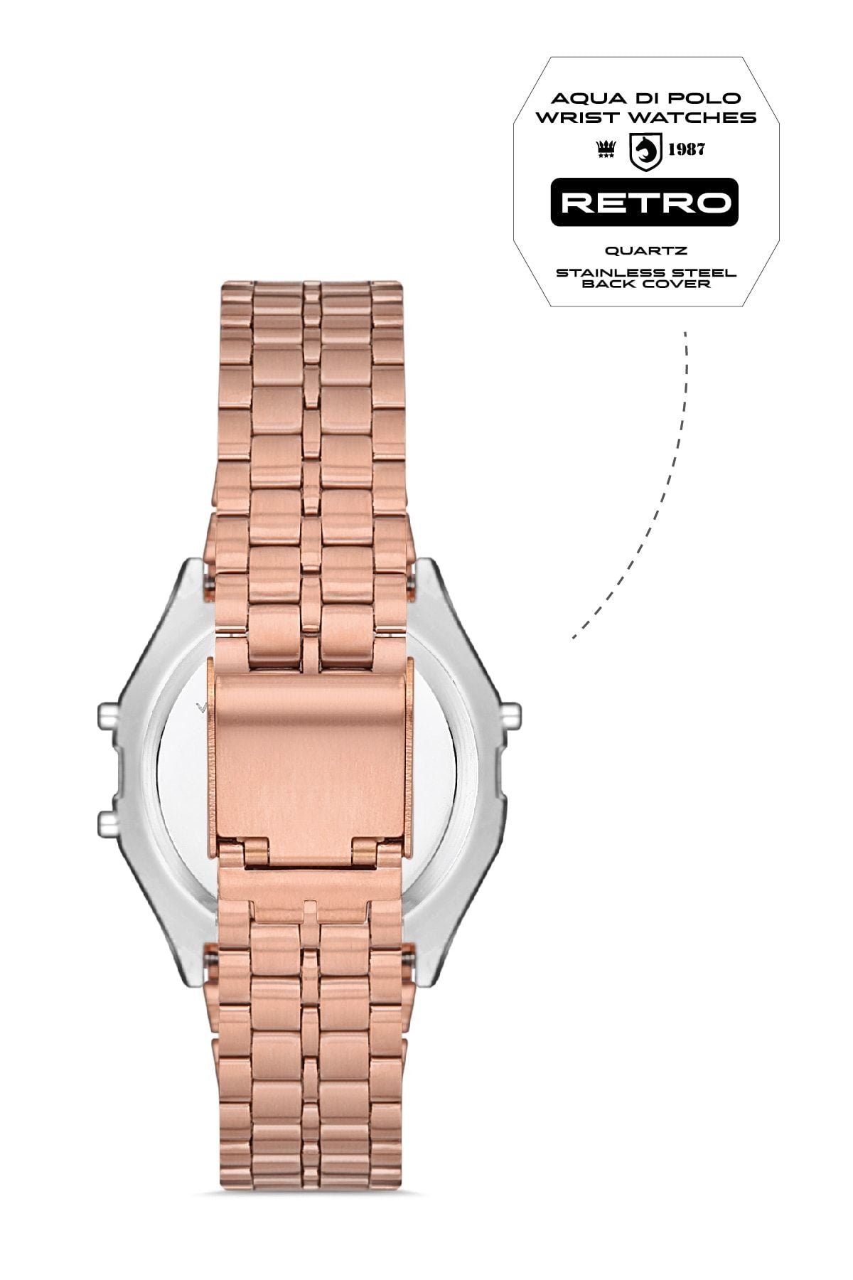 Aqua di Polo 1987 Rose Gold Metal Retro Pop Unisex Wristwatch APWA064502
