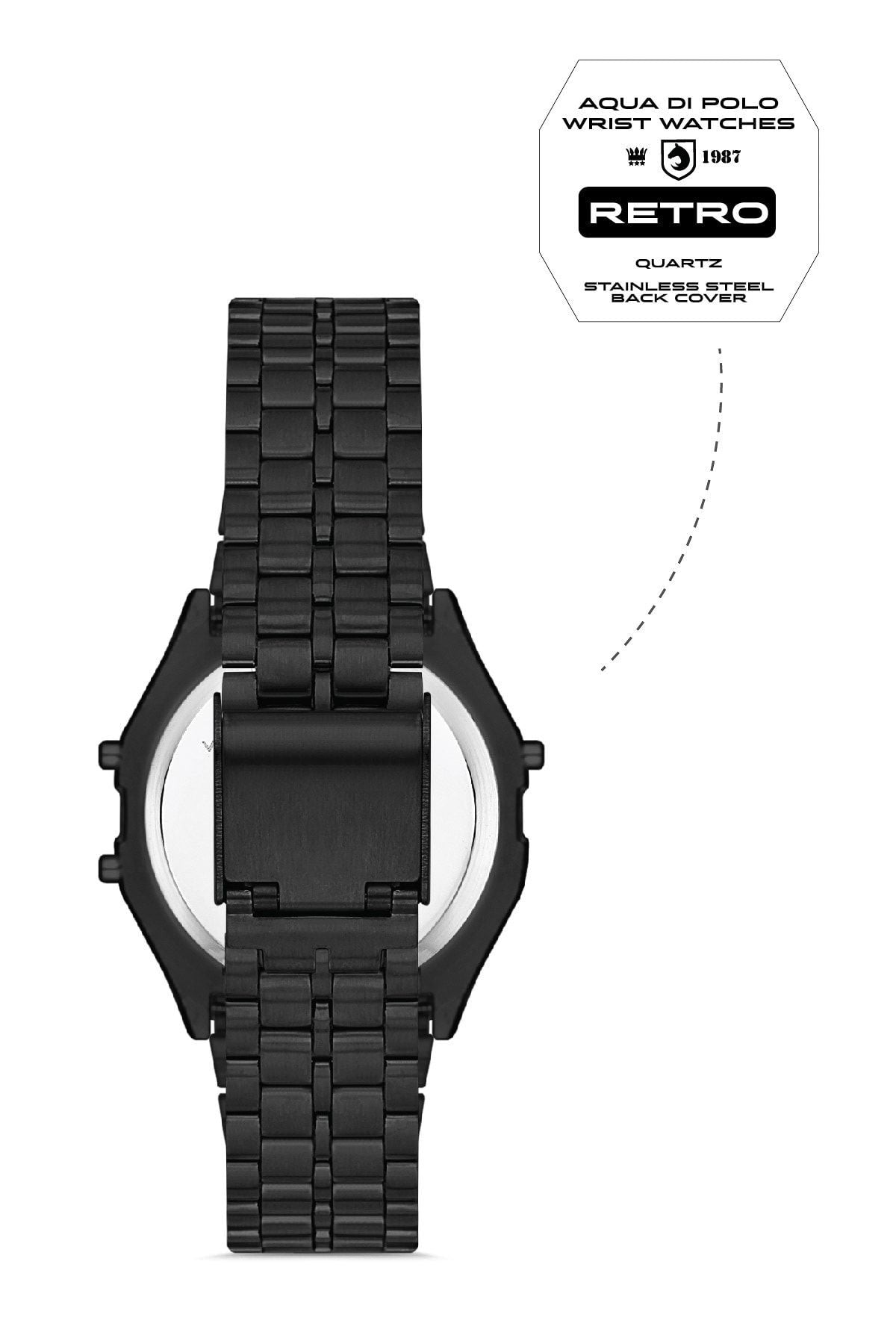 Aqua di Polo 1987 Black Metal Retro Skull Unisex Wristwatch APWA064600