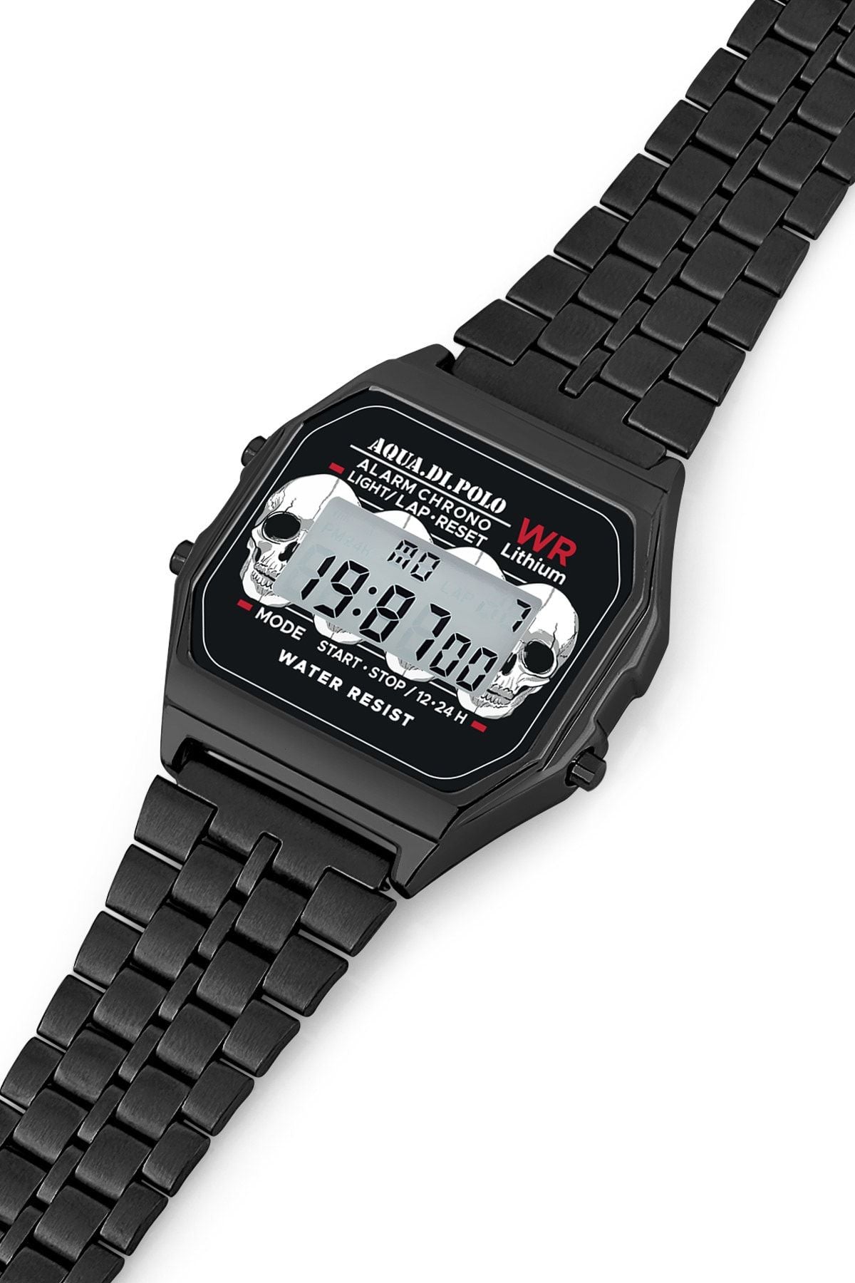 Aqua di Polo 1987 Black Metal Retro Skull Unisex Wristwatch APWA064600