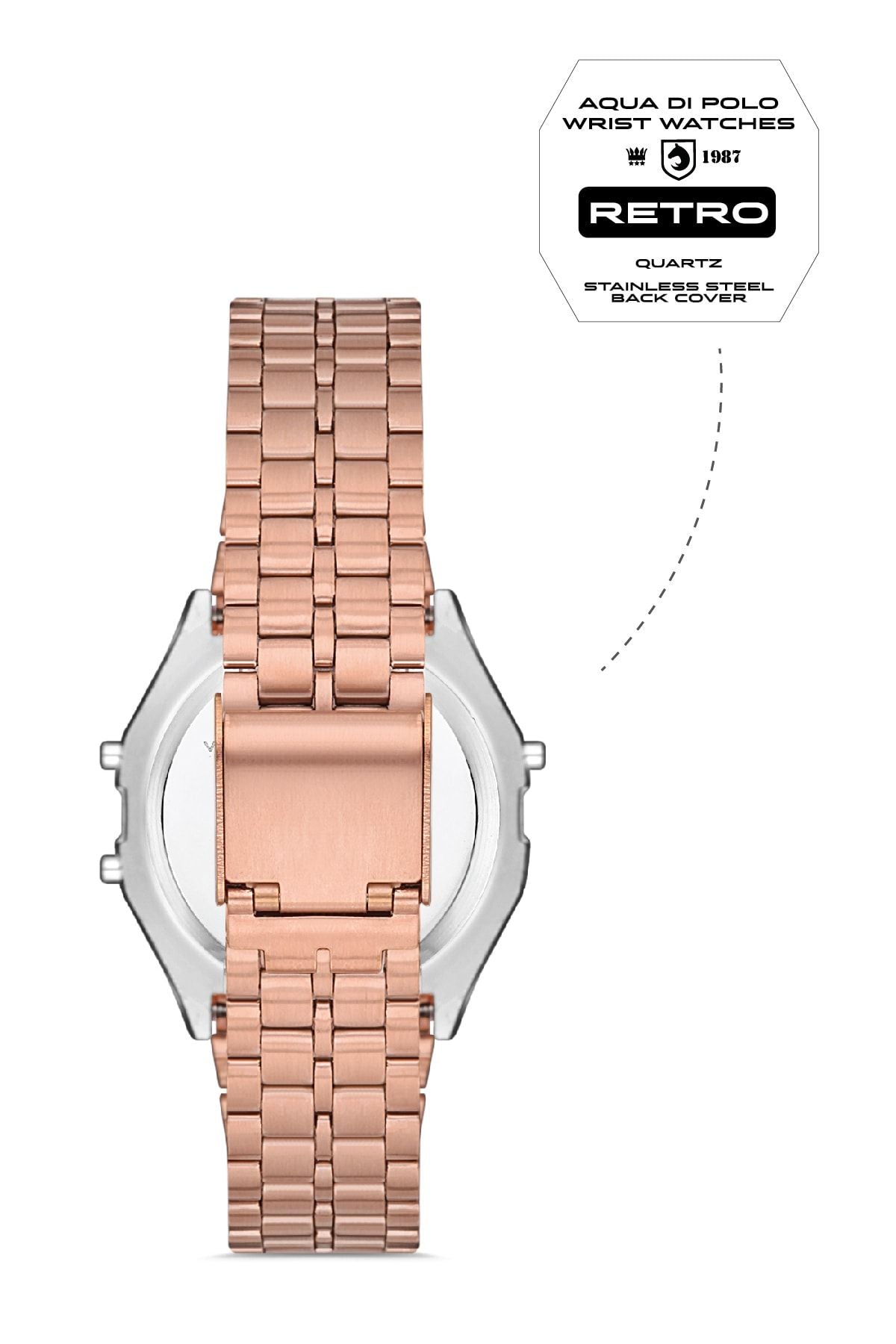 Aqua di Polo 1987 Rose Gold Metal Retro Skull Women's Wristwatch APWA064602