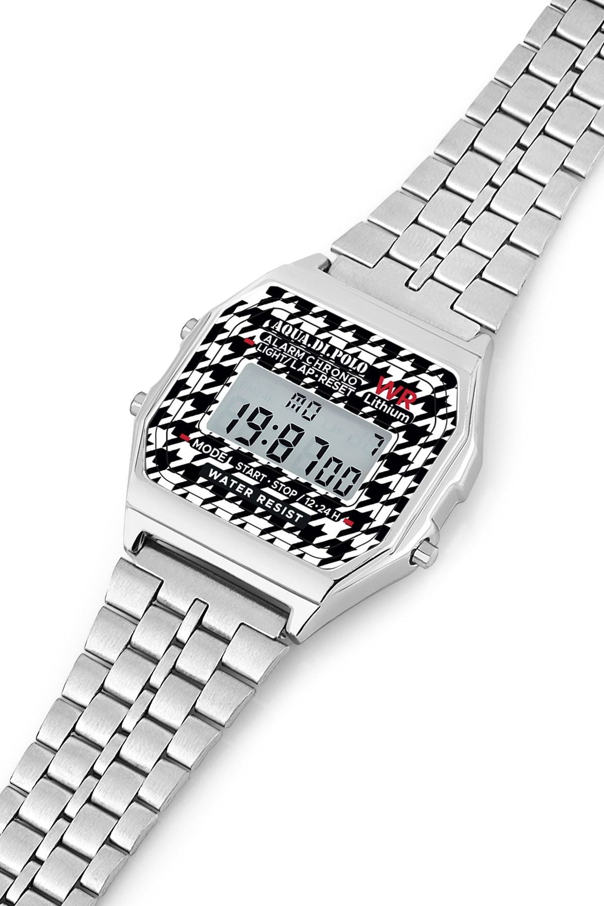 Aqua di Polo 1987 Silver Metal Retro Plaid Unisex Wristwatch APWA064800