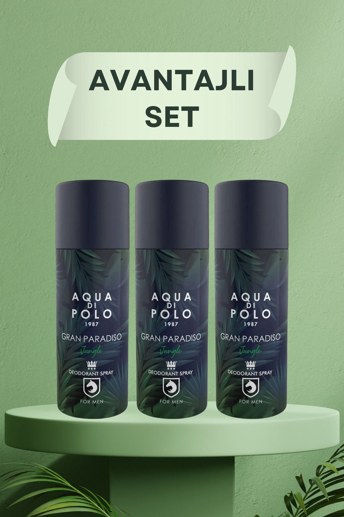 Aqua di Polo 1987 Gran Paradiso Jungle 150 ml Trio Men's Deodorant Set STCC004601