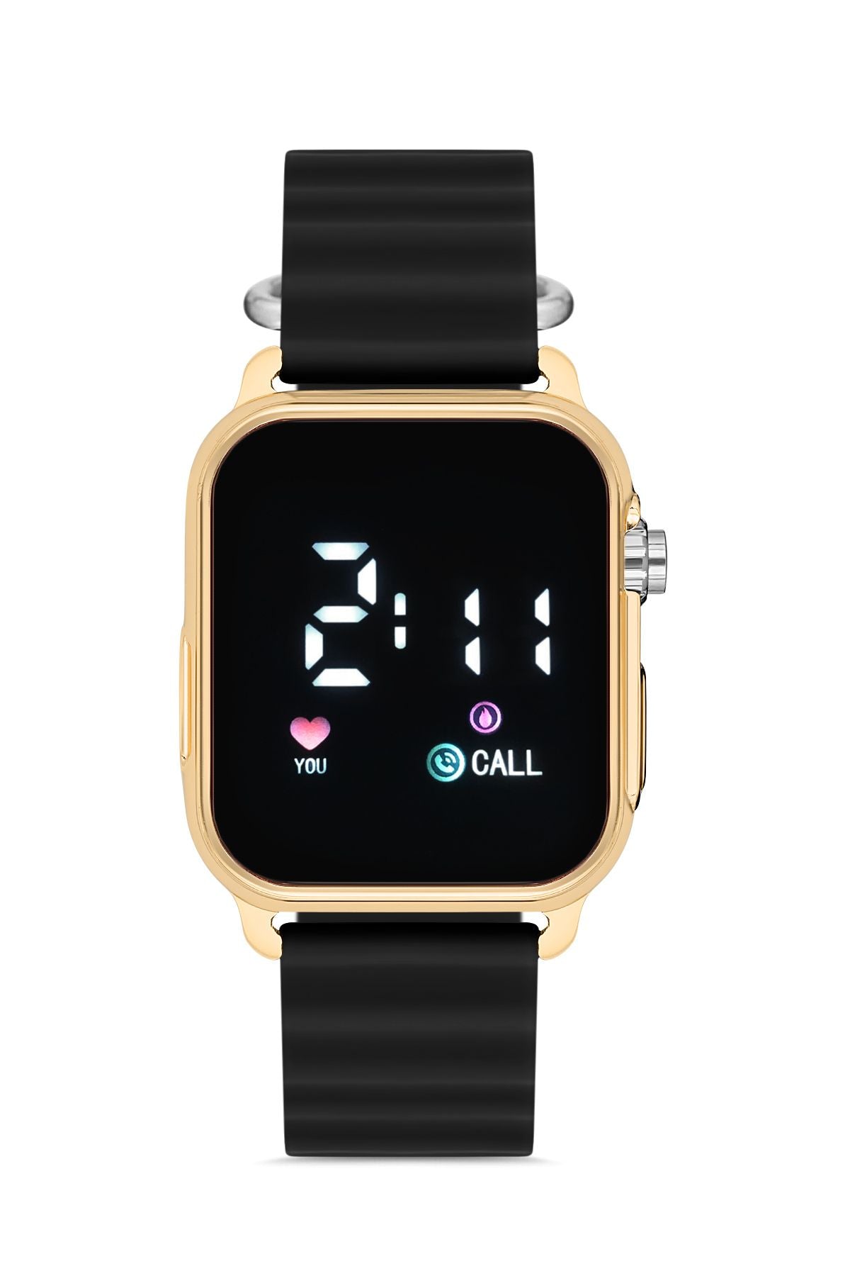Gold Siyah Unisex Silikon Dijital Led Kol Saati Apwr033302