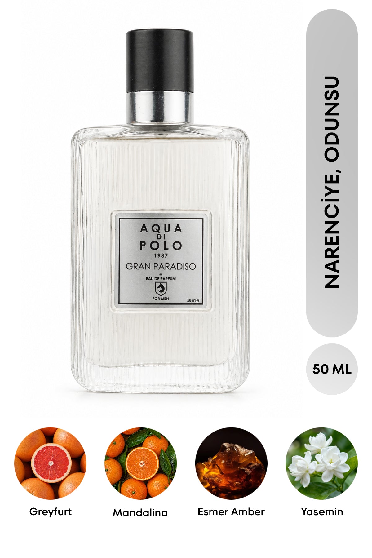 Gran Paradiso EDP Erkek Parfüm 50ml | Narenciye, Odunsu | Greyfurt, Deniz, Paçuli, Amber