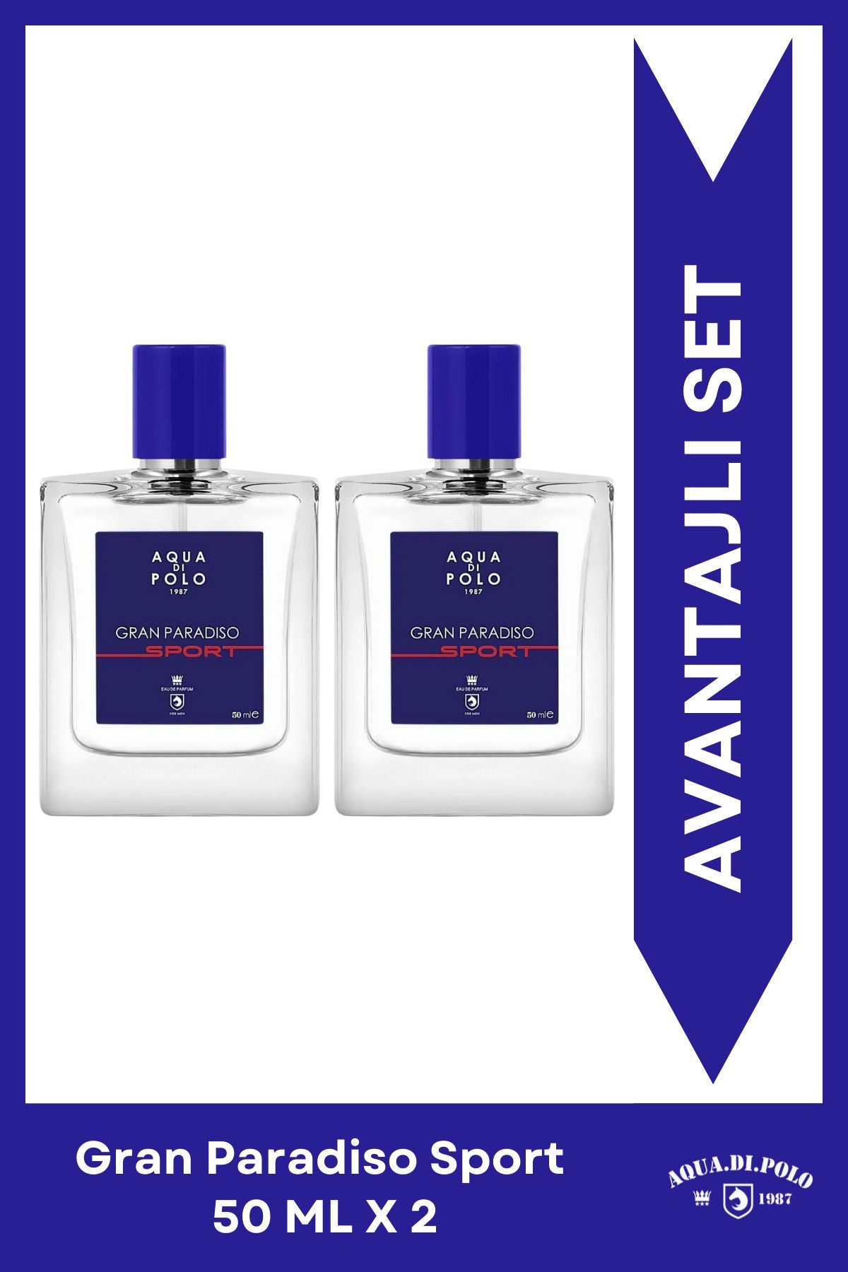 Gran Paradiso Sport EDP Erkek Parfüm Seti 50 ml 2 Adet | Narenciye, Odunsu | Deniz Notaları