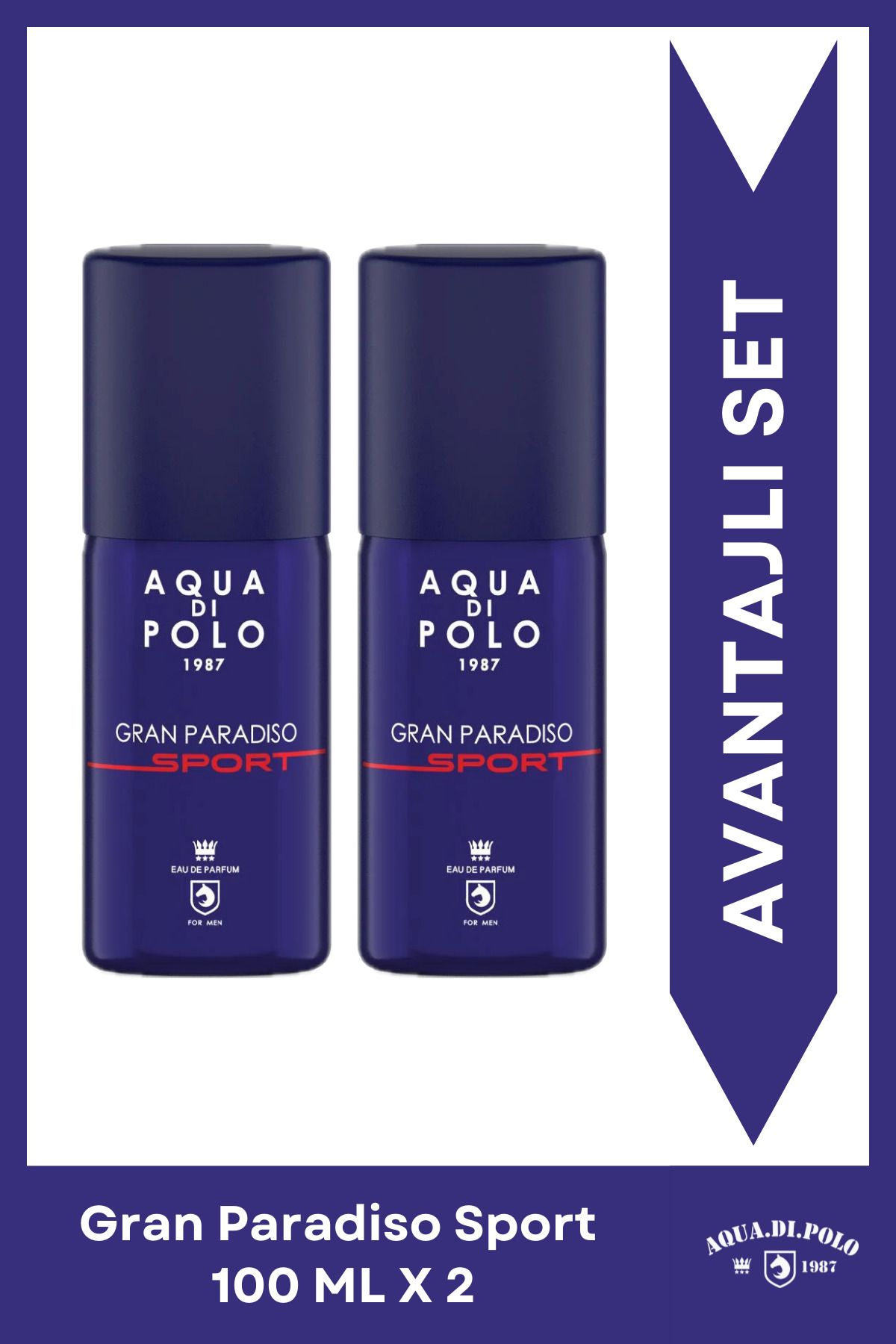 Gran Paradiso Sport Metal Şişe 100 ml Edp 2'li Erkek Parfüm Seti