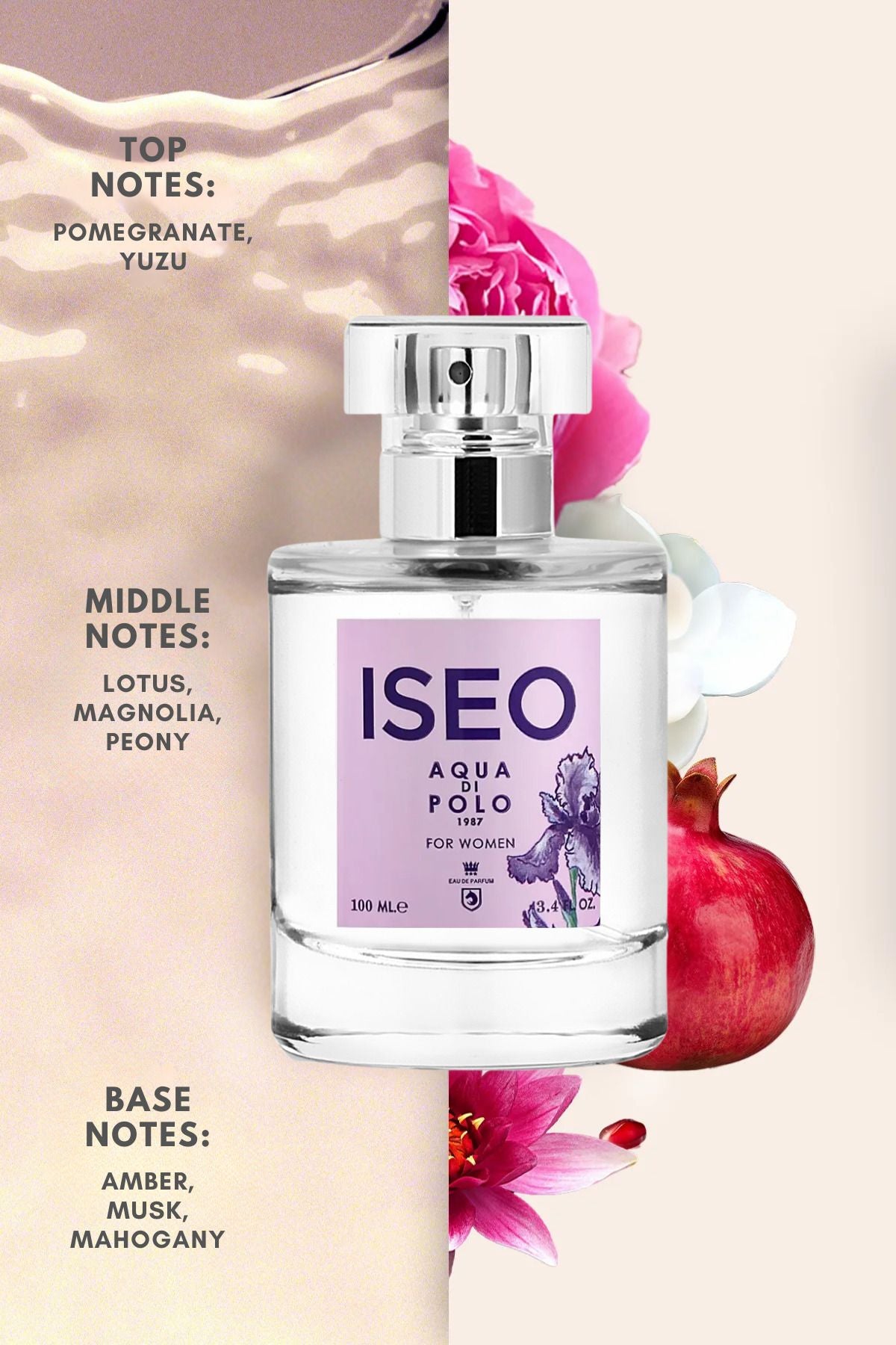Iseo EDP Kadın Parfüm Seti 100 ml 2 Adet | Meyveli, Çiçeksi | Nar, Lotus, Manolya, Amber, Misk
