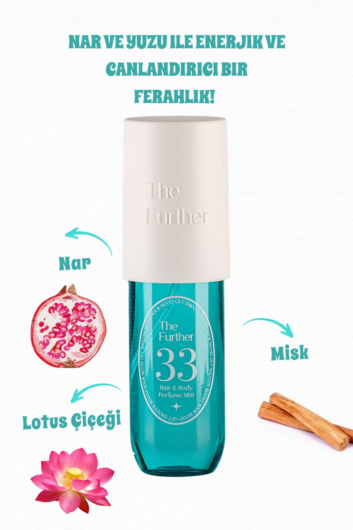 Kadın Vücut Ve Saç Spreyi Body Mist 90 ml I Misk, Şakayık Ve Nar I Meyvemsi Ve Çiçeksi Tazelik
