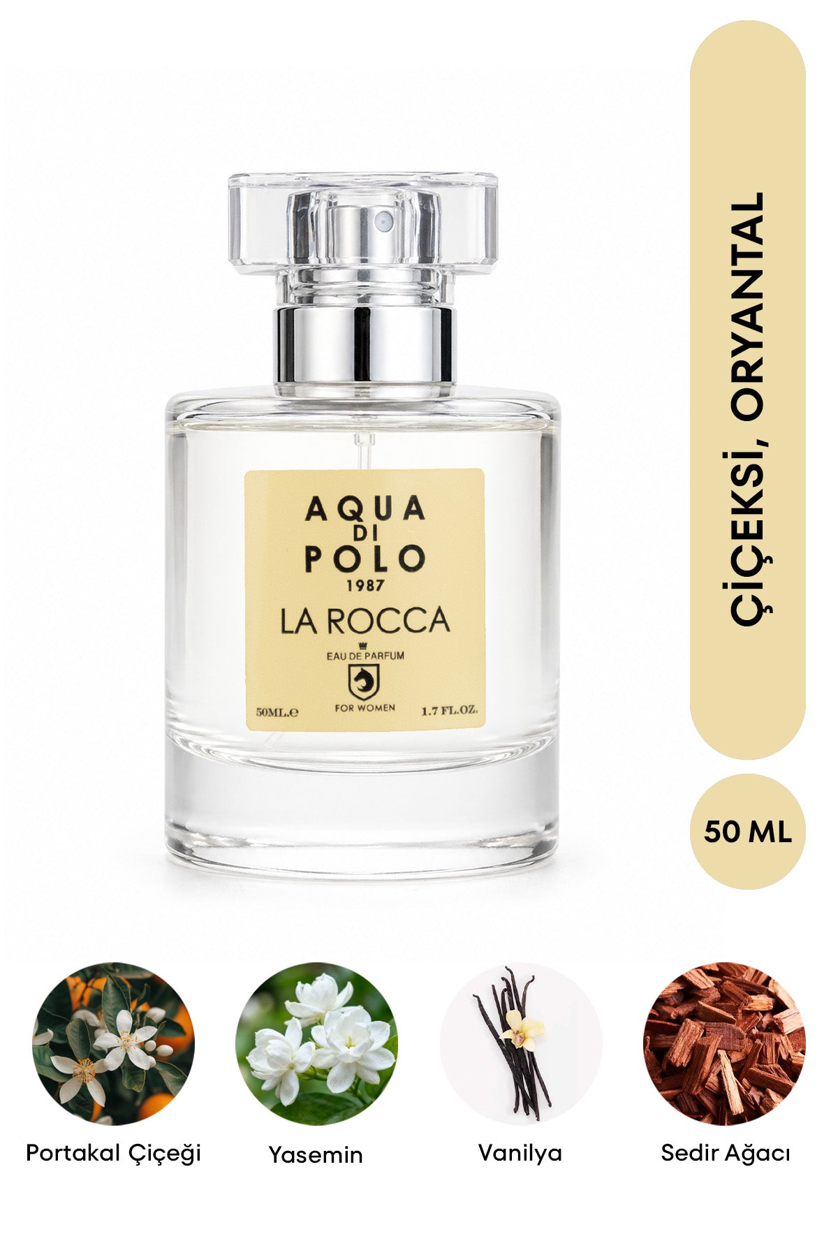 La Rocca EDP Kadın Parfüm 50ml | Çiçeksi,Oryantal | Portakal Çiçeği, Kahve, Yasemin, Vanilya, Paçuli
