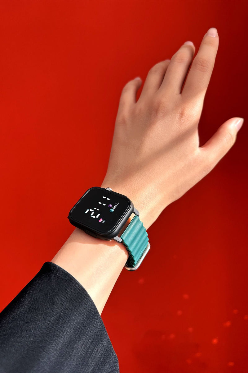 Yeşil Slikon Unisex Dijital Led Kol Saati